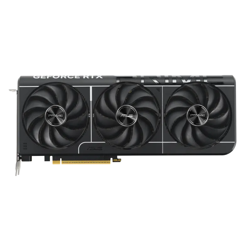 نمای روبروی کارت گرافیک ایسوس PRIME RTX 5070 Ti با فن سه‌گانه